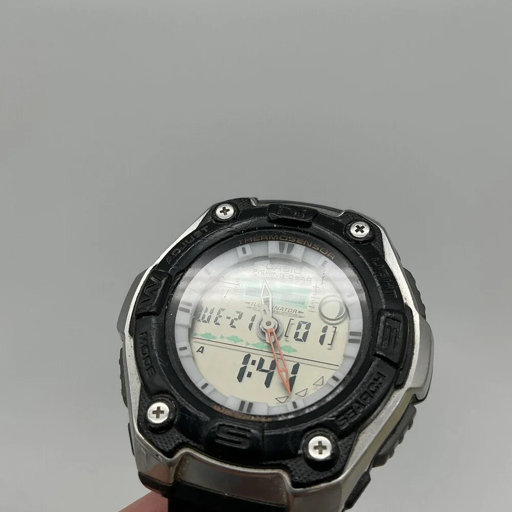 Casio 5056 AQW-101 Mens Watch 46mm Thermosensor Fishing World Time Illuminator